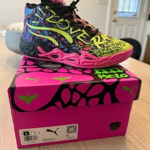 PUMA Kids Sneakers - Neon Pink and Black La Mello Basketball Shoes